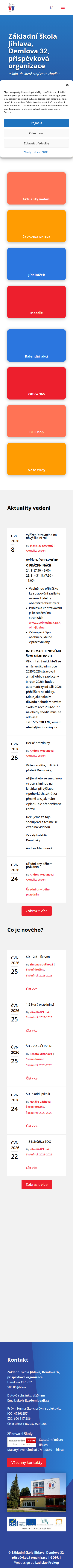 Současný web Základní škola Jihlava, Demlova 32, příspěvková organizace na mobilu