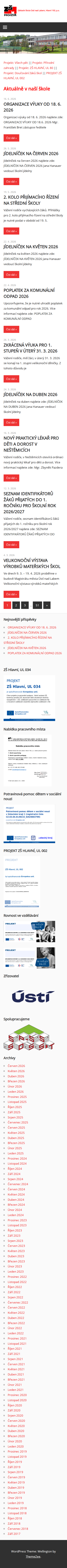 Současný web Základní škola Ústí nad Labem, Hlavní 193, p. o. na mobilu