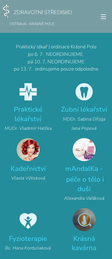 Současný web Zdravotní centrum Halmedic na mobilu