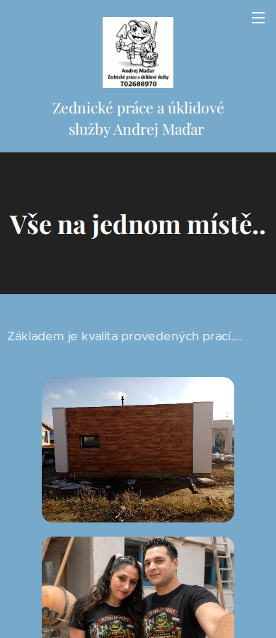 Současný web Zednické a úklidové práce na mobilu