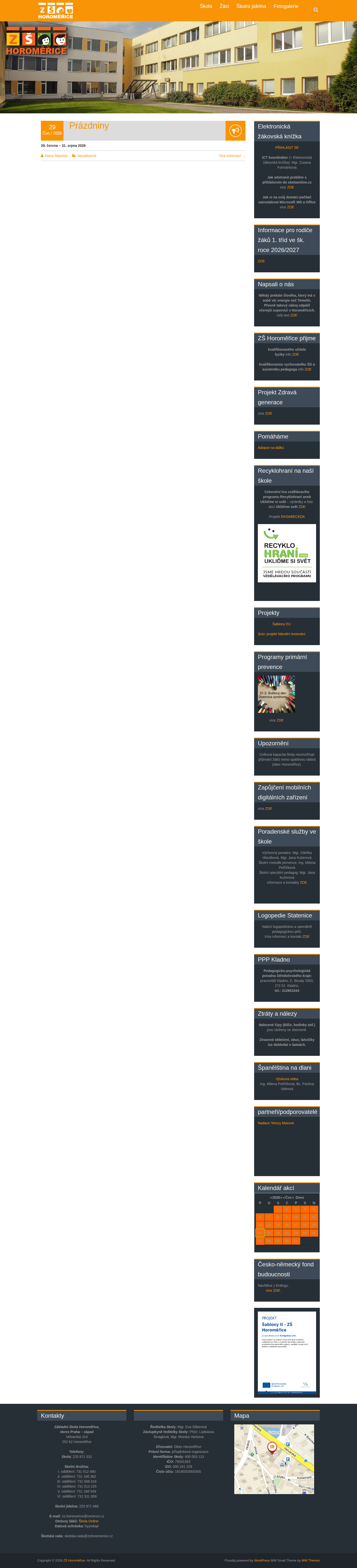 Současný web ZŠ Horoměřice na počítači