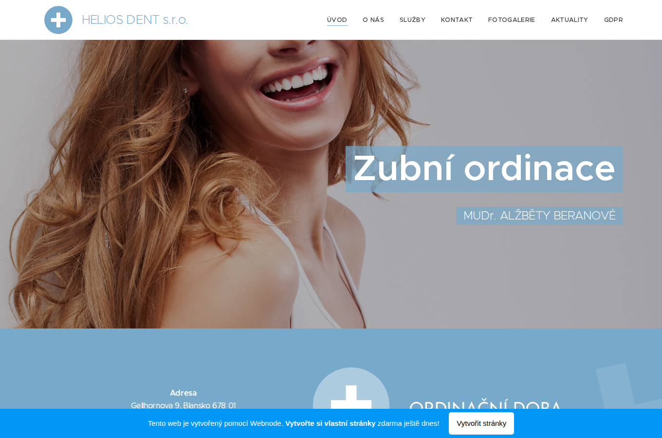 Současný web Zubní ordinace Beranová na počítači