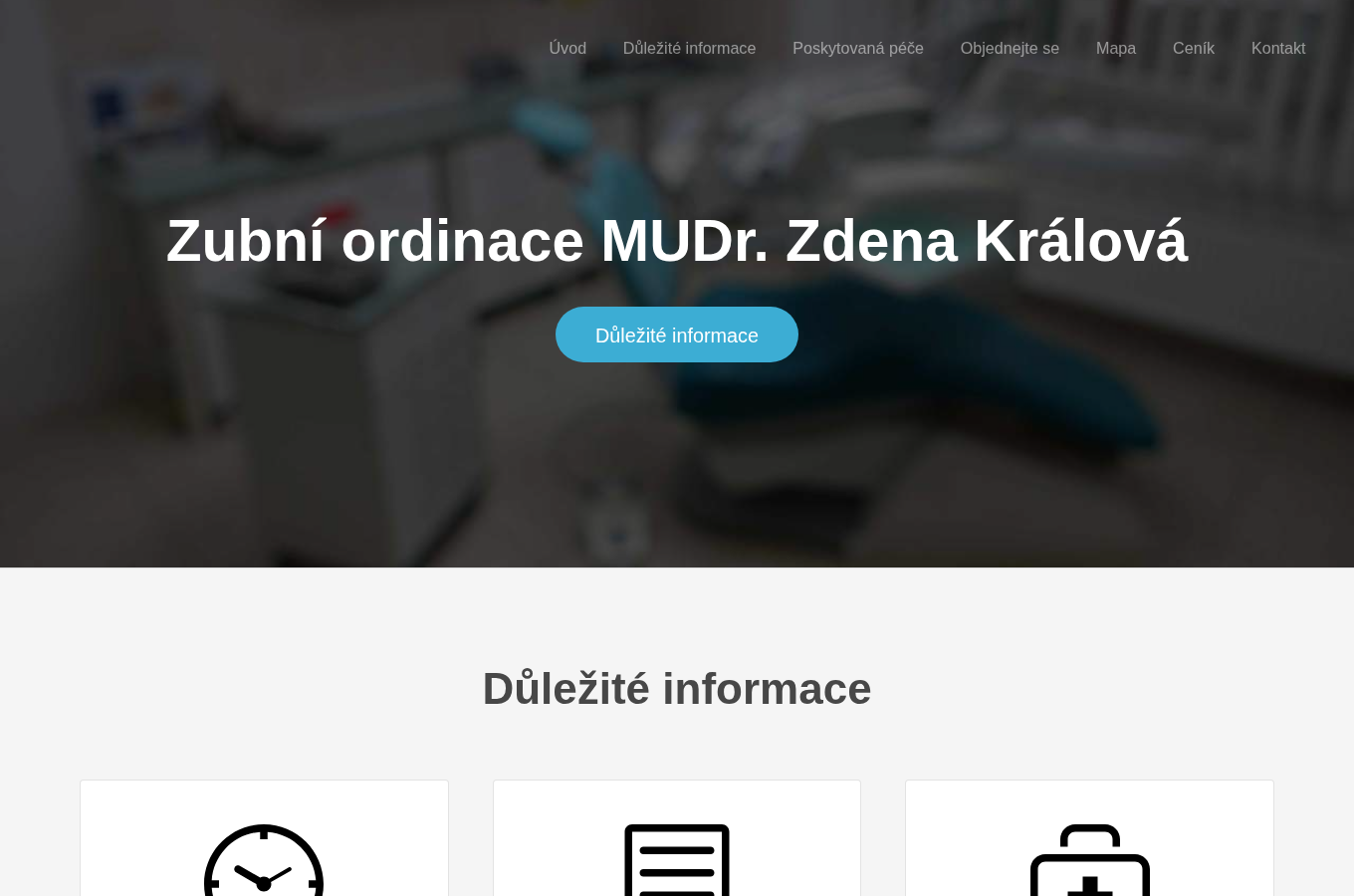 Současný web Zubní ordinace MUDr. Zdena Králová na počítači